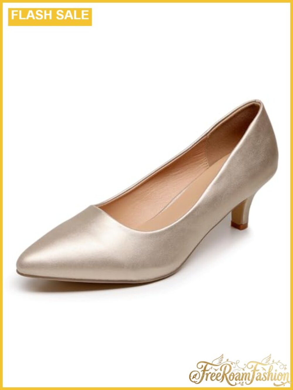 Kitten Heel Pointed Toe Pumps Slip On Comfort Dress Shoes